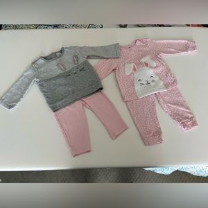 2 Carter's Bunny Outfits, 12M